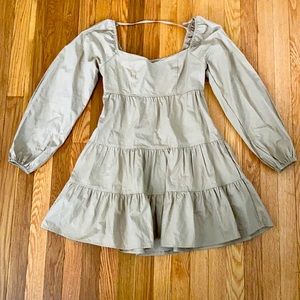 Khaki Puff Mini Dress Small